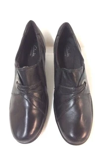 Clarks Bendables Women's Black Leather Booties Shoes Heels Size 9 M - Imagen 1 de 10