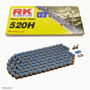 Motorcycle Chain Blue RK fb520h with 76 Rollers and Clip, Open - Picture 1 of 1