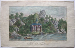 Stammbuchblatt Wilhelm Tell Kapelle Kupferstich Wiederhold 1814 Schweiz - Picture 1 of 3