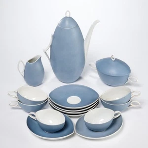 Vintage Rudolf Lunghard for Rosenthal Mocha Coffee Tea Set MCM Modern Blue READ - Picture 1 of 9