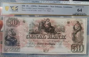 $50 1850 New Orleans Canal Bank Graded **TOP POP**RARE Condition Look For Comps. - Picture 1 of 9