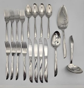 Lot Of 19 Oneida TWIN STAR Atomic Community Stainless Flatware & Serving Set - Picture 1 of 20