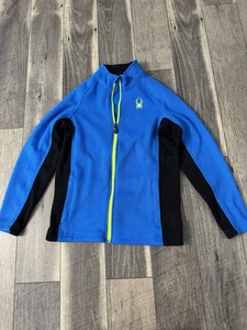 Spyder Youth Boys XL (18) Stryke Fleece Lined Blue Knit Full Zip Up Jacket - Picture 1 of 4