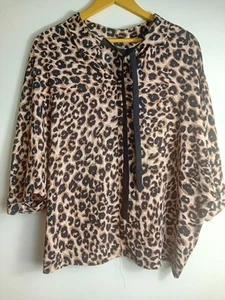 Ladies Leopard Printed Blouse With Tie Colar Size 16 - Picture 1 of 13