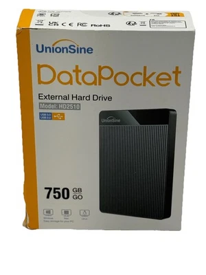UnionSine 750GB 2.5" Ultra Slim Portable External Hard Drive HDD-USB 3.0 for PC - Image 1 of 4