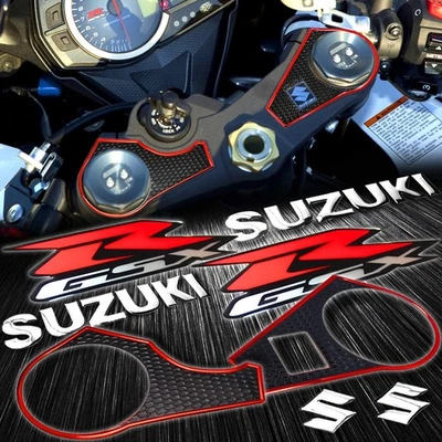 Perforated&Red Handle Yoke Cover+Chrome 6" Logo+Emblem Sticker 09-23 GSXR 1000 - Image 1 of 4