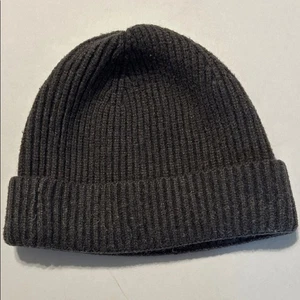 PRONTO UOMO Charcoal Gray Ribbed Knit Beanie Hat Large X-Large Unisex Winter - Picture 1 of 6