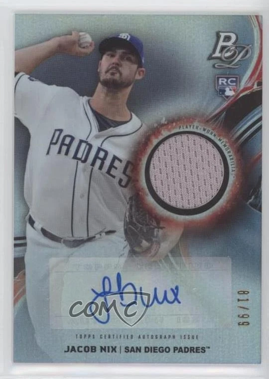 2019 Bowman Platinum Wal-Mart Pieces Relics /99 Jacob Nix Rookie Auto RC - Image 1 of 2