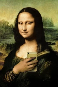 Wall Art Print Mona Lisa Selfie Portrait, 12" x 18" - Picture 1 of 3