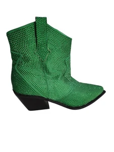 NUEVO SIN CAJA Diamante Punta Punta Bloque Talla 11 Tacón Tobillo Botas Occidentales Zapatos Queen Xianwa - Imagen 1 de 7