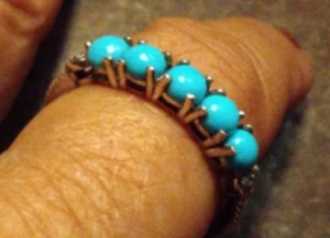 Anillo STS 925 Turquesa Plata de Ley Piedra de 5 Puntas Talla 10 SW De Colección Azul Cabujón - Imagen 1 de 19