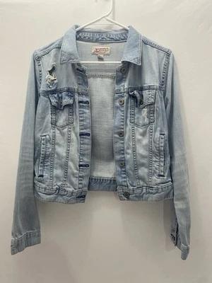 Chaqueta de mezclilla envejecida Arizona Jean Co Y2K talla pequeña lavado claro Foto 1 de 3