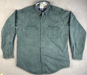 Camicia LL Bean Hurricane verde flanella foderata con bottoni uomo grande shacket USA - Foto 1 di 9