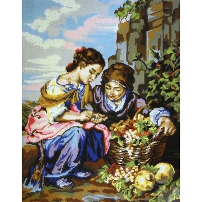 Printed Needlepoint tapestry 60x80 Cm Gobelin L Fruit Sellers - Image 1 of 4