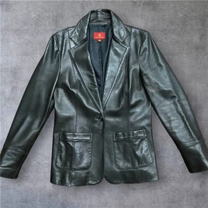 Cole Haan schwarze weiche Lammlederjacke mit einem Knopf Damengröße Medium - Bild 1 von 11