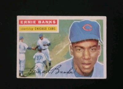 1956 Topps Espalda Blanca #15 Ernie Banks Salón de la Fama de los Cachorros de Chicago Foto 1 de 4