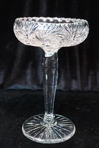 AMERIKANISCHER BRILLANT KOMPOTTSCHLIFF PINWHEEL FÄCHER GEKERBTER STIELSCHLIFF FUSS 9 3/8" HOCH - Bild 1 von 11