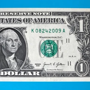 August 24, 2009 (К 08242009 A) BIRTHDAY Note $1 One Dollar Bill *UNC* - Picture 1 of 3