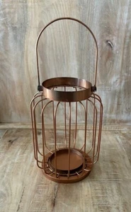 New Primitive Farmhouse COPPER COLOR CANDLE LANTERN Wire Cage Lamp - Picture 1 of 1
