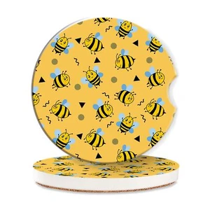 Sottobicchieri Auto per Portabicchieri,Confezione da 2 Sottobicchieri in Ceramica Assorbente Api Carine Giallo... - Foto 1 di 7