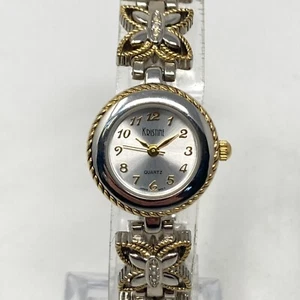 Kristine Butterfly Watch Women 22mm Silver Gold Two Tone Bling New Battery 7.5" - Picture 1 of 20