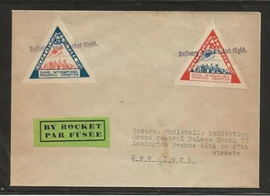 1936 US Raketenpostabdeckung - Dreiecksmarken - New York IPEX - Bild 1 von 2