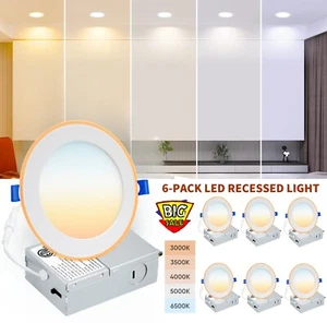 12 Pack 4 Inch 5 CCT 9Watt Ultra-Thin LED Recessed Lighting with Junction Box - Picture 1 of 14