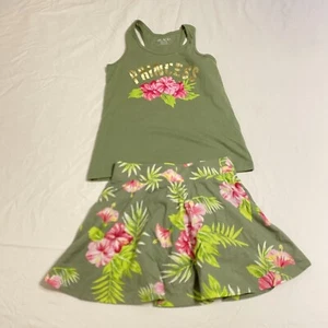 The Children’s Place - Girls Green Floral Tanktop + Skirt Pair Size 7/8 - Picture 1 of 6