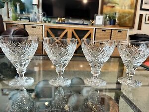 Set Of  4 Webb Corbett Crystal Cut Glass Georgian Pattern Water Goblets, 5 1/2”