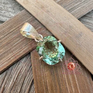 12.80 Ct Natural Green Tourmaline Gemstone Pendant-Certified 925 Sterling Silver - Picture 1 of 7