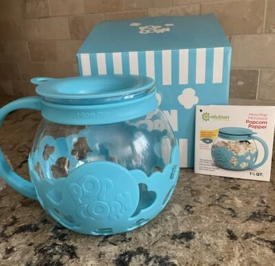 Palomitas de maíz Epoca vidrio microondas azul agua silicona nuevo en caja Foto 1 de 4