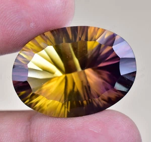 Ametrina Naturale Bicolore Impeccabile 34,80 Ct Ovale Certificata Pietra Preziosa Non Trattata - Foto 1 di 8