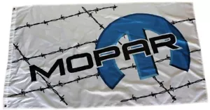 Bandera blanca Mopar Barbwire 3x5 pies bandera exhibición de automóviles carreras garaje taller - Imagen 1 de 3