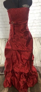 VTG Jessica McClintock Gunne Sax Prom Dress Juniors 5 Red Ball Gown A Line Maxi - Picture 1 of 12