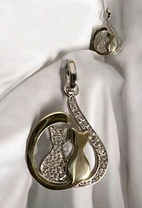 Katze Anhänger kubischer Zirkon gelbvergoldet Kette 925 Silber Kettenanhänger - Bild 1 von 4