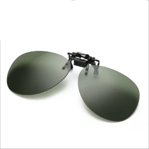 Polarized Driving Clip-on Flip-up UV400 Day & Night Vision Lens Sunglasses Glass - Picture 1 of 2