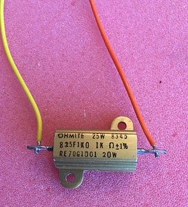 LOT OF 10 OHMITE 1KΩ/25W/1% CHASSIS MOUNT WIREWOUND RESISTORS W/6" WIRE LEADS - Picture 1 of 1