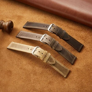 Correa de reloj pulsera de repuesto clásica de cuero genuino 18 19 20 21 22 mm - Imagen 1 de 30