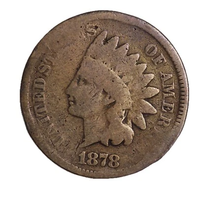1878 FULL DATE Indian Head Cent Penny CULL / AG / HOLE FILLER - Image 1 of 2