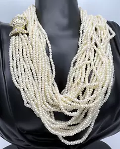 Edle 12 Strang Saatperlen Halskette mit 14K und Diamant Schleifenverschluss ~ 31" lang - Bild 1 von 6
