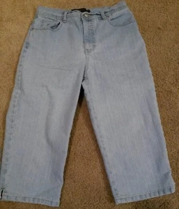 Pantalones de mezclilla Gloria Vanderbilt talla 10 recortados para mujer azules 18" inserciones 15" cintura - Imagen 1 de 3