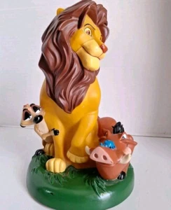 Vintage Disney Lion King Coin Bank Vinyl Plastic PVC Simba Timon Pumbaa 9" - Picture 1 of 12