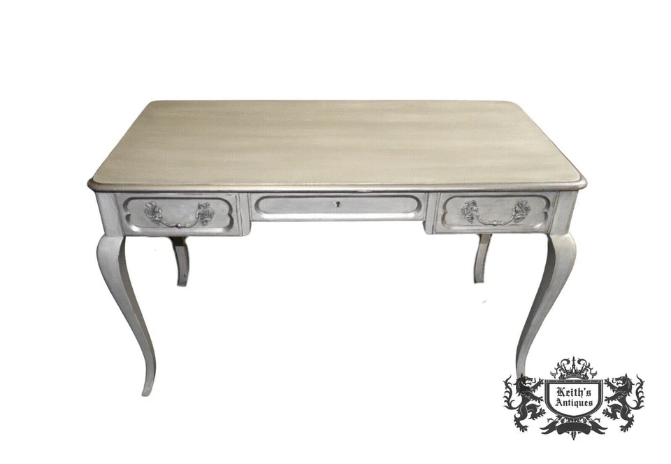 Vintage Baker Venetian Style Distressed Painted Three Drawer Desk - Image 1 of 4