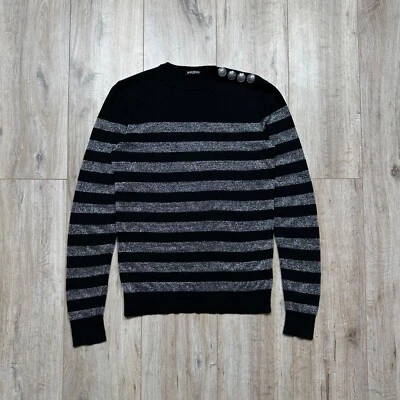 Suéter Pullover Vintage Balmain Paris Lana Rayas Negro Mujer Talla M Foto 1 de 4