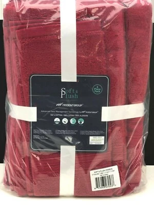 Juego de 6 toallas de baño suaves 100 % algodón felpa rojo carmesí toallas de baño de vacaciones Foto 1 de 4