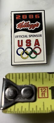2006 Kellogg's Official Sponsor Olympics USA White Multicolor Lapel Hat Pin NIP - Image 1 of 3