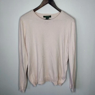 Suéter Lauren Ralph Lauren Feminino XL Mescla de Seda Rosa Claro Feminino Preppy - Imagem 1 de 4