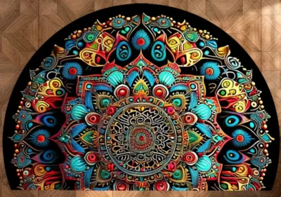 Tapete de porta externo Bohemian Mandala Element meio círculo ## Frete grátis - Imagem 1 de 4