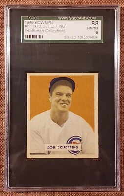 1949 Bowman #83 Bob Scheffing Chicago Cubs Original Baseball Card SGC 8 NMMT - Image 1 of 2