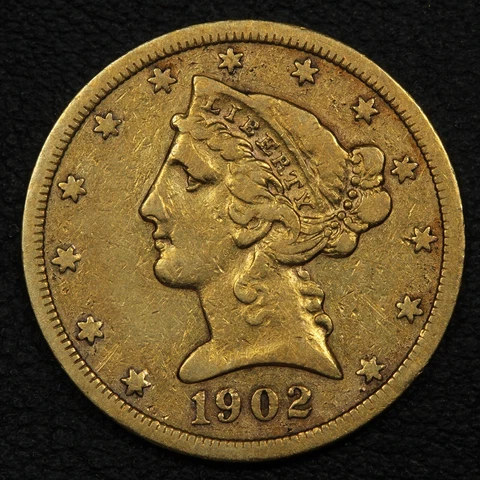 1902 S $5 Five Dollar Liberty Head Gold Half Eagle Cover